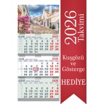 Sticker Art 2026 Büyük Boy Yeşil Gemici Denizci Duvar Takvimi 33 x 77,5 cm Üç Parça