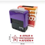 Sırdaş 36x14 mm Aferin Mor Kaşe 1 Adet Kırmızı Mürekkep ile Öğretmenler İçin