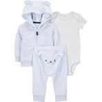 Carter's Erkek Bebek Mavi 3'lü Hırkalı Rahat Kumaş ve Şık Desenli Tasarım