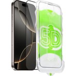 Fibaks iPhone 17 Pro/18 Pro Uyumlu Kolay Uygulama Aparatlı Siyah Çerçeveli Tam Kapatan Cam Ekran Koruyucu