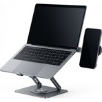 Fibaks Alüminyum Katlanır 360° Laptop Tablet Standı 40KG Kapasite MagSafe Telefon Tutucu Gümüş