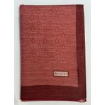 Vakko Pamuk Ipek Şeritli Monogram Şal 41728-KIZIL Kahve