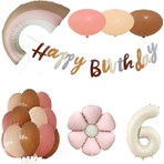 Düvenci Ticaret Pembe Papatya Folyolu Retro Yaş Balon Set