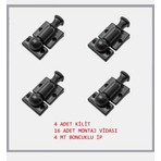 Cam Balkon Kilidi 4 Adet Kilit 4 Metre Siyah Boncuk Ip ve Montaj Vidası