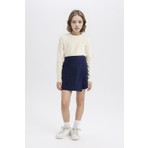 DeFacto %100 Pamuk Gabardin Cepli Şort Etek Kız Çocuk D9220A825SP