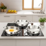 Silver Çelik 3 Parça Italyan Omlet Sahan Seti (16-18-20 Cm)