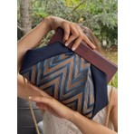 JOPHIEL Patchwork, Zincirli, Ahşap Burslu Çanta, Clutch, El Çantası, Kol Çantası, Omuz Çantası