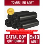 Gold Ambalaj Battal Boy Çöp Torbası 5'li (5x10 50 Adet) Battal Boy Çöp Torbası Yırtılmaz Taşınma Poşeti Eşya Poşeti