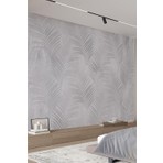 Dreamwall Gri Sisli Yaprak Desenli Tek Parça Tekstil Duvar Kağıdı