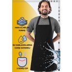 Toshe Mutfak Önlüğü Suya Dayanıklı Mutfak Önlük Şef Önlüğü 2 Geniş Cepli Barista Önlüğü Önlük Siyah