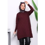İmaj Butik Mürdüm Soğuk İplik Triko Tunik