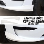 Üniversal Her Araca Uyumlu Esnek Tampon Köşesi Koruma Bandı Tampon Köşe Koruyucu Şerit Yumuşak Bant 2 Parça Beyaz 28 cm ONP489