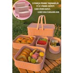 Bayce Home Pembe 5 Parça Piknik Sepeti 17 lt. Dayanıklı Plastik Malzeme ile Pratik Kullanım