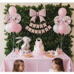 Düvenci Ticaret Pembe Fiyonklu Doğum Günü Balon Set