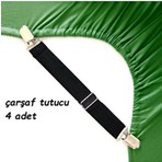 Çarşaf Tutucu Ayarlamalı Siyah Düz Desenli 4 Adet Lastikli Çarşaf İçin Kullanışlı Set