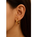 ÇGK KUYUMCULUK Kadınlar İçin 14 Ayar Gold Renkli 13mm Tek Halka Altın Küpe CGKKP0150