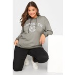 Büyük Beden Kapüşonlu Uzun Kollu Baskılı Sweatshirt 301145