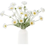 Yapay Çiçek Gelincik Çiçeği Kar Beyaz Renk 3 Çiçek 1 Tomurcuk 59CM