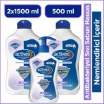 Activex Antibakteriyel Sıvı Sabun Hassas 2×1,5 Lt + 500 Ml Nemlendirici İçerir