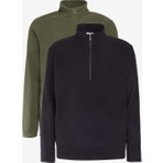 Altınyıldız Classics Unisex 2'li Paket Standart Fit Dik Yaka Soğuk Geçirmez Sweatshirt Polar Siyah-Haki