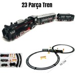 Giffy Oyuncak 23 Parça Retro Vagonlu Işıklı Tren Seti 96 cm Ray Uzunluğu 3 Vagonlu 8 Şeklinde Ray Dizilimi 3 Farklı Ray Kombinasyonu