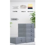 Yellow Stary Home Decor 5'li Set Antrasit Çekyat & Baza Tipi Yastık Yorgan Saklama Hurcu-Baza Altı Düzenleyici 65X45X22 cm