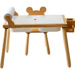 Woodnjoy  Doğal Ahşap Duyusal Çocuk Aktivite Masası Oyun Masası ve Çocuk Çalışma Masası 1 Sandalye Seti(Rulo Aparalı ve Kırtasiye İstasyonlu)