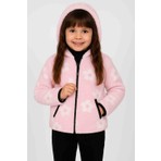 Dublino Kids Pembe Çiçekli Tek Üst Kız Çocuk Peluş Hırka