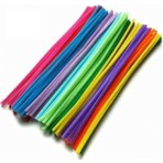 Yükseloğlu Store 100 Adet, Renkli Şönil, Tüylü Tel, 30 Cm, Eğitici Şönil Seti, Peluş Tel