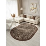 Brillant Leopar Desenli Oval Lateks Deri Halı