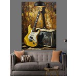 Artmeg Retro Gitar ve Amfi Ile Müzik Dekoratif Kanvas - Mdf Ahşap Tablo