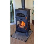 Flame Stove Modena Lüx Oven FS024 Döküm Soba Yüksek Verimli Camlı Tasarım Antrasit Renkli