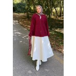 Lamelif Yaka Bağlama Detaylı Kazak Bordo