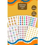 Birikiyedi 6 Sayfa Öğretmen Sticker/etiket Seti Öğrenci/ Ödül/ Ödev STICKERI/200 + Etiket