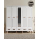 Comiet Perry 5 Kapaklı Aynalı Çekmeceli Mdf Gardırop