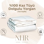 Nhr Home %100 Kaz Tüyü Dolgulu, %90 Gıdık Antibakteriyel, Isı Dengeleyici, Tek Kişilik Yorgan / 155X215