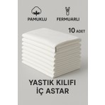 Suvay Pamuklu Fermuarlı İç Yastık Kılıfı 10'lu Beyaz Renkli İç Astar Yastık İç Kılıfı 50x70 Şilte