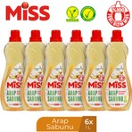 Miss Sıvı Arap Sabunu 1000 ml x 6 Vegan ve Dermatolojik Olarak Test Edilmiş Temizlik Ürünü