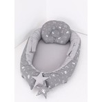 Umaybebek Babynest, Bebek Uyku Yatağı 0-2 Yaş - Gri Kedi Desen