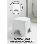Funny Life Kaymaz Ekstra Güçlü Lüx Çok Amaçlı Kare Beyaz Banyo Taburesi