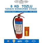 Vallentina 6 kg Kuru Kimyevi Tozlu Yangın Söndürme Cihazı Ruhsata Uygun TSE-HYB/CE BELGELİ 4 YIL GARANTİLİ (Levha-Askı Aparatlı)