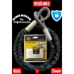 PADRİ 10 Milim 2 m Kesilmez Zincir Kilit Motosiklet Halatı Güçlü Koruma için Motor Kilidi