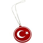 Araba Ayna Süsü Pleksi Çift Taraflı Türk Bayrağı Tasarım - Pleksi Çift Taraflı Türk Bayrağı Zincirli