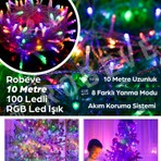 Robeve 10 Metre 100 Ledli Fişli LED Işık RGB Karışık Renk Yılbaşı Led Işık Dekor Lambası Yılbaşı Ağacı Işığı Organizasyon LED Işık