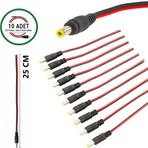 Vorex 10 Adet Dc Power Jack Kablosu 25 cm Düz Erkek Çoklu Set Kamera Modem LED Adaptör Güç Bağlantı Kablosu