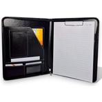 Coverzone Premium Suni Deri Sekreterlik – Mandallı Evrak Tutucu, Tablet Bölmeli Organizer, Çok Gözlü Evrak Dosyası (32.5 × 25 Cm), Siyah