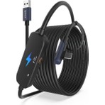Syntech 5 M USB 3.0 Şarj ve Bağlantı Kablosu – Meta Quest 3s/quest 3/oculus Quest 2 Uyumlu, Ekstra Şarj Portlu Vr Pc/steamvr Oyun Kablosu