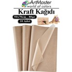 ArtMaster Kraft Kağıdı 50X70 cm 10 Adet 80 gr Hediye Paketleme Kagıdı Çeyiz Kaplama Kağıt Saman Kağıt Çizim Kağıdı