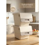 Jet's Home 2’li Tekerlekli Krem-Bej Sebzelik - Patates Soğan Sepeti Organizer - 24 L Hava Alan Kutu