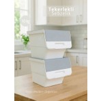 Jet's Home 2'li Patates Soğan Sepeti Beyaz-Gri Tekerlekli Kapaklı Havalandırmalı 24 Litre Sebzelik Organizer